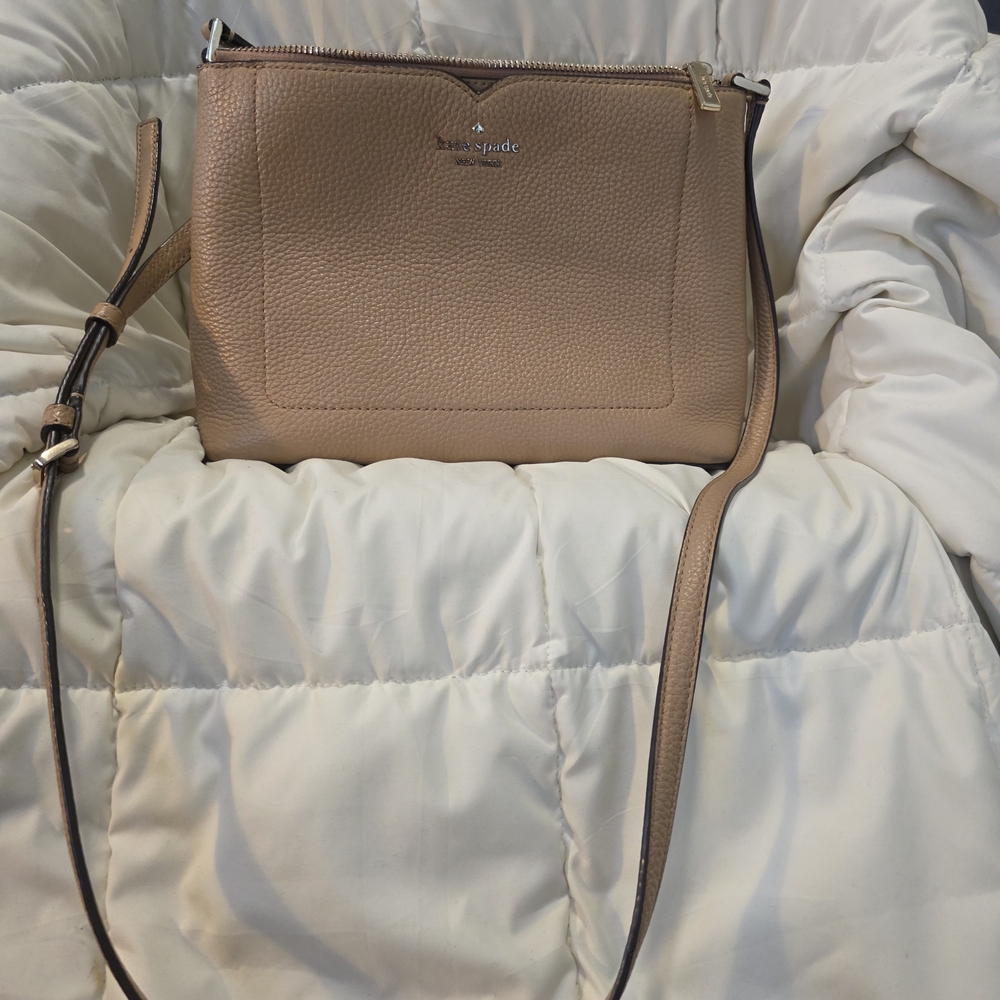 kate spade Pebbled Leather Crossbody in Light Taupe